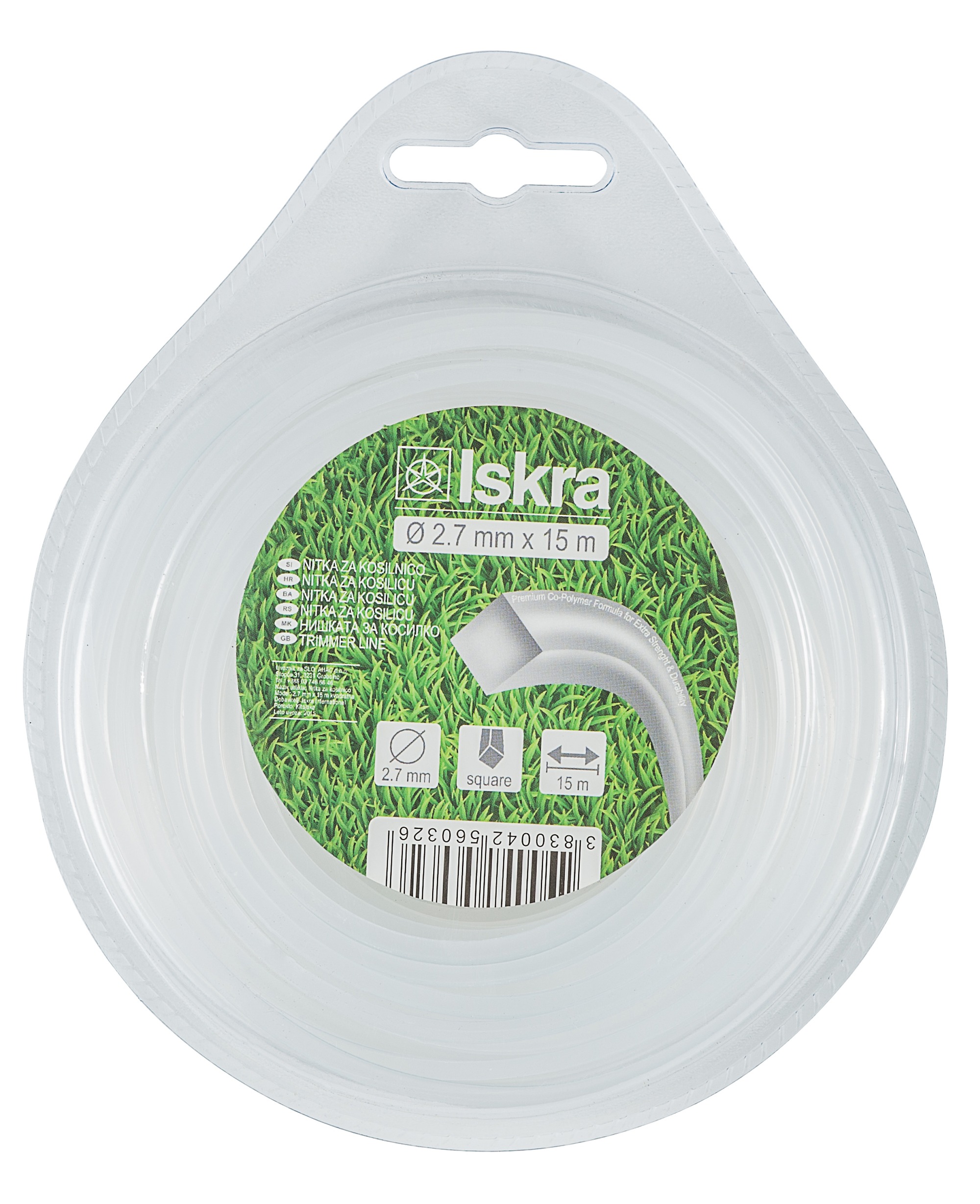 Nitka za kosilnico 2.7x15 kvadratna